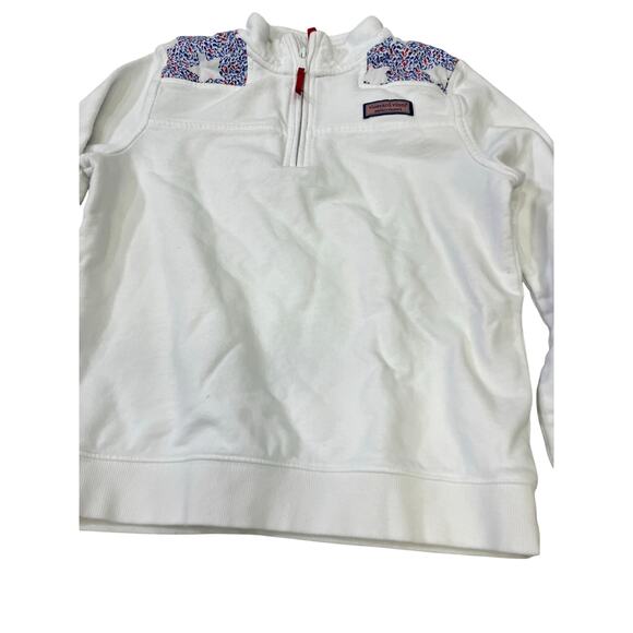 Vineyard Vines Patriotic Shoulder Shep Pullover‎ Quarter Zip, Girls Sz 14 White - Picture 3 of 10